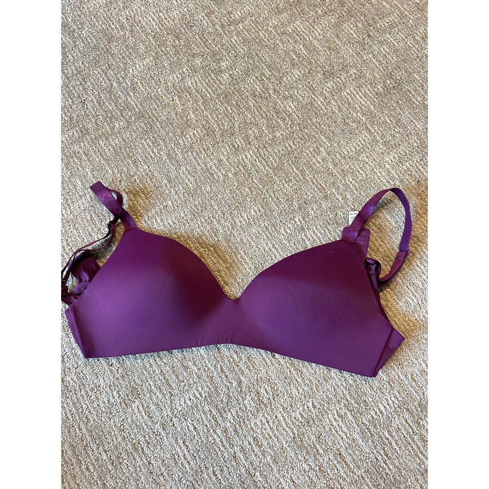Victoria's Secret Wireless T-Shirt Bra Plum Purple 36C Logo Straps